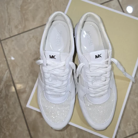 Michael Kors Allie White Glitter Women's Trainers - Picture 7 of 8